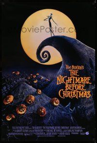 7z109 NIGHTMARE BEFORE CHRISTMAS DS 1sh '93 Tim Burton, Disney, great Halloween horror image!