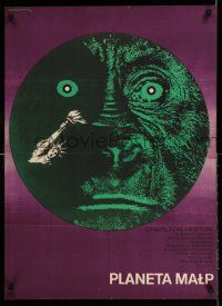 7z309 PLANET OF THE APES Polish 23x32 '69 classic sci-fi, cool completely different Lipinski art!