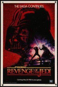 7z113 RETURN OF THE JEDI dated teaser 1sh '83 George Lucas classic, Revenge of the Jedi, Drew art!