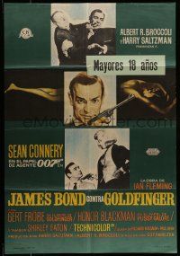 7z143 GOLDFINGER Spanish '65 great different Macario Gomez art of Sean Connery as James Bond!