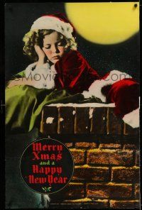 7z021 MERRY XMAS & A HAPPY NEW YEAR 27x42 special '35 Shirley Temple as Santa asleep on chimney!