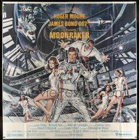 8a010 MOONRAKER 6sh '79 art of Roger Moore as James Bond & sexy space babes by Daniel Goozee!