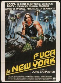 8a017 ESCAPE FROM NEW YORK Argentinean 42x57 '81 art of Kurt Russell by decapitated Lady Liberty