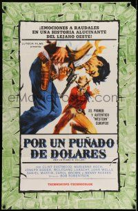 8a021 FISTFUL OF DOLLARS Argentinean '65 Sergio Leone & Clint Eastwood, cool dollars border art!