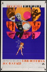 8a166 BARBARELLA style B 1sh '68 Roger Vadim sexy sci-fi, different montage art of Jane Fonda!