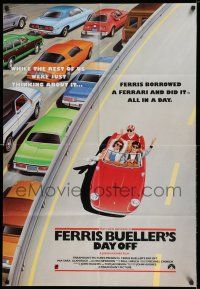 8a188 FERRIS BUELLER'S DAY OFF English 1sh '86 completely different art of Broderick in Ferrari!