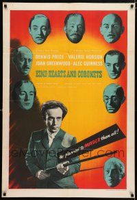 8a198 KIND HEARTS & CORONETS English 1sh '49 Alec Guinness in 8 roles, Price wanted to murder them!