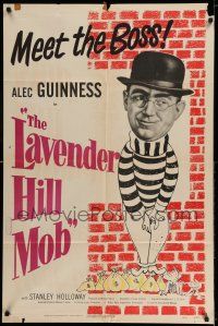 8a201 LAVENDER HILL MOB 1sh '51 Charles Chrichton English classic, wacky artwork of Alec Guinness!