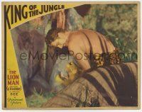8a075 KING OF THE JUNGLE LC '33 barechested Lion Man Buster Crabbe in loincloth killing lion!