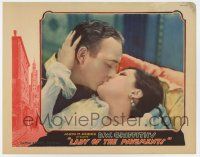 8a076 LADY OF THE PAVEMENTS LC '29 D.W. Griffith, romantic c/u of William Boyd kissing Lupe Velez!