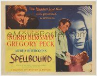 8a049 SPELLBOUND TC '45 Alfred Hitchcock, Ingrid Bergman & Gregory Peck have the maddest love!