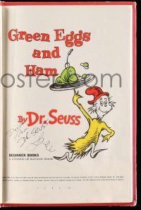 8a029 DR. SEUSS signed hardcover book '60 on his famous children's book Green Eggs and Ham!