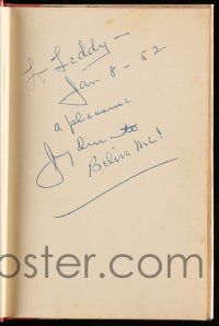 8a030 JIMMY DURANTE signed hardcover book '51 on the legendary comedian's biography Schnozzola!