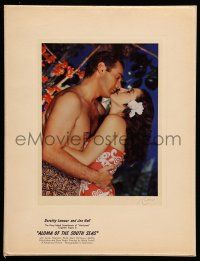 8b023 ALOMA OF THE SOUTH SEAS color 7.5x9.25 still '51 Dorothy Lamour embracing Jon Hall by Richee!