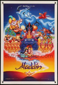 8b187 ALADDIN 1sh '92 classic Walt Disney Arabian fantasy cartoon, great art of cast!