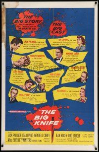 8b188 BIG KNIFE 1sh '55 Robert Aldrich, Jack Palance, Ida Lupino, Shelley Winters, Rod Steiger