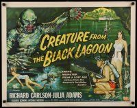 8b097 CREATURE FROM THE BLACK LAGOON style B 1/2sh '54 Reynold Brown art of monster & divers!