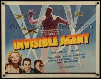 8b118 INVISIBLE AGENT 1/2sh '42 fx image of invisible man with WWII airplanes, Peter Lorre