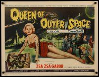 8b131 QUEEN OF OUTER SPACE style B 1/2sh '58 artwork of sexy full-length Zsa Zsa Gabor on Venus!