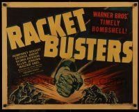 8b132 RACKET BUSTERS black 1/2sh '38 Humphrey Bogart, cool different huge clenched fist artwork!