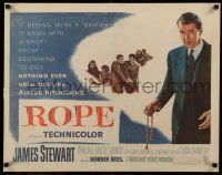 8b134 ROPE 1/2sh '48 great image of James Stewart holding the rope, Alfred Hitchcock classic!