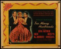 8b144 TOO MANY HUSBANDS 1/2sh '40 Jean Arthur between Fred MacMurray & Melvyn Douglas!