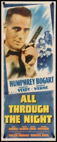 8b152 ALL THROUGH THE NIGHT insert '42 fantastic c/u of tough Humphrey Bogart holding gun!