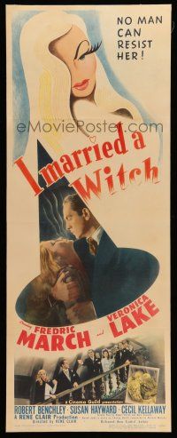 8b165 I MARRIED A WITCH insert '42 great art of sexy Veronica Lake + photo w/Fredric March, rare!