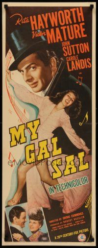 8b172 MY GAL SAL insert '42 full-length sexy Rita Hayworth + Victor Mature in tuxedo & top hat!