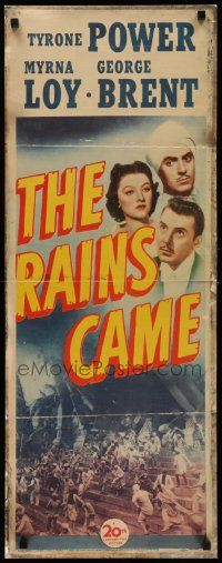 8b174 RAINS CAME insert R43 Myrna Loy, Tyrone Power w/ turban, George Brent, disaster in India!