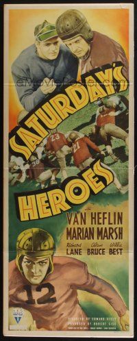 8b179 SATURDAY'S HEROES insert '37 two images of football player Van Heflin with leather helmet!