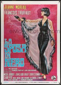 8b042 BRIDE WORE BLACK Italian 1p '68 Francois Truffaut, art of Jeanne Moreau with gun by Colizzi!