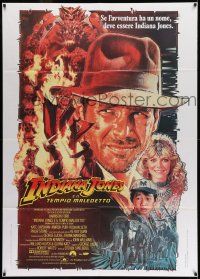 8b046 INDIANA JONES & THE TEMPLE OF DOOM Italian 1p '84 different art of Harrison Ford by Drew!