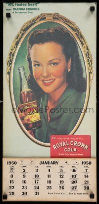 8b014 WANDA HENDRIX 11x24 calendar '50 great advertisement for Royal Crown Cola!