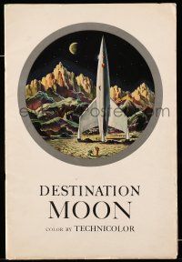 8b016 DESTINATION MOON pressbook '50 Robert A. Heinlein, cool image of rocket on moon's surface!