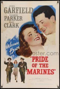 8b190 PRIDE OF THE MARINES 1sh '45 Eleanor Parker between John Garfield & Dane Clark!