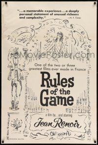 8b191 RULES OF THE GAME 1sh R60s Jean Renoir's classic Le regle du jeu, great artwork!