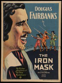8b061 IRON MASK WC '29 great stone litho of Douglas Fairbanks Sr. & The Three Musketeers!