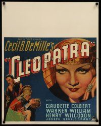 8b080 CLEOPATRA jumbo WC '34 sexy Claudette Colbert as the Princess of the Nile, Cecil B. DeMille