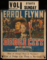 8b081 DODGE CITY jumbo WC '39 Errol Flynn, Olivia De Havilland, Michael Curtiz cowboy classic!