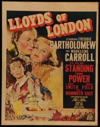 8b063 LLOYD'S OF LONDON WC '36 wonderful colorful art montage of Bartholomew, Carroll & Power!