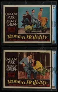 8b012 ROMAN HOLIDAY 8 slabbed LCs '53 Gregory Peck, Audrey Hepburn, directed by William Wyler!