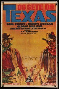 8c004 SEVEN GUNS FROM TEXAS Brazilian '64 Paul Piaget, cool spaghetti western art!