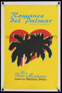 8c075 EL ROMANCE DEL PALMAR Cuban R90s cool art of palm trees over a red heart!