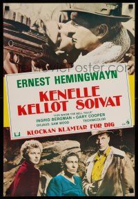 8c093 FOR WHOM THE BELL TOLLS Finnish R70s different Gary Cooper & Ingrid Bergman, Hemingway!