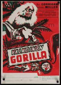 8c109 WHITE GORILLA Finnish '45 artwork of wild savage African ape & other jungle animals!