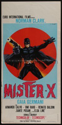 8c484 MISTER X Italian locandina '67 art of wacky masked superhero with cape!