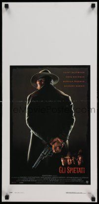 8c511 UNFORGIVEN Italian locandina '92 classic image of gunslinger Clint Eastwood w/back turned!