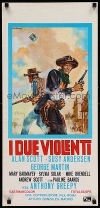 8c512 VIOLENT TWO Italian locandina '69 cool Rodolfo Gasparri spaghetti western art!