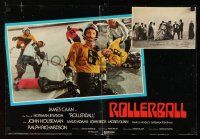 8c433 ROLLERBALL linen Italian photobusta '75 James Caan in costume playing the game!
